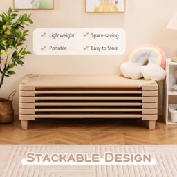 Gymax 6 PCS Daycare Cot Toddler Stackable Daycare Rest Mat Detachable Cloth in Light Khaki - thumbnail 6