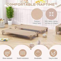Gymax 6 PCS Daycare Cot Toddler Stackable Daycare Rest Mat Detachable Cloth in Light Khaki - thumbnail 4