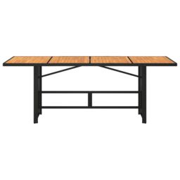 Berkfield Home Garden Table with Acacia Wood Top Black 190x80x74 cm Poly Rattan - Size: 190 x 80 x 74 cm - thumbnail 6