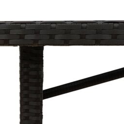 Berkfield Home Garden Table with Acacia Wood Top Black 190x80x74 cm Poly Rattan - Size: 190 x 80 x 74 cm - thumbnail 9