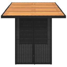 Berkfield Home Garden Table with Acacia Wood Top Black 190x80x74 cm Poly Rattan - Size: 190 x 80 x 74 cm - thumbnail 4