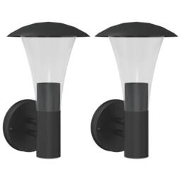 Berkfield Home Outdoor Wall Lights 2pcs Black Stainless Steel - thumbnail 3