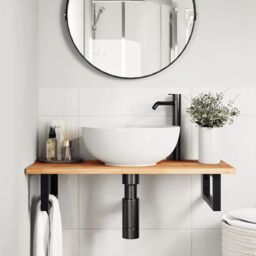 Berkfield Home Bathroom Vanity Top Oil Finished 100x40x2 cm Solid Wood Acacia in Brown - Size: 100 x 40 x 2 cm - thumbnail 2