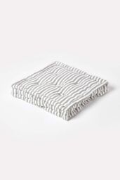 Homescapes Cotton Thin Stripe Floor Cushion in Light Grey - Size: 40 cm x 40 cm - thumbnail 1