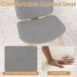 Costway Modern Accent Chair Upholstered Side Chair with Curved Backrest in Light Grey - thumbnail 7