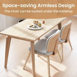Costway Modern Accent Chair Upholstered Side Chair with Curved Backrest in Light Grey - thumbnail 9