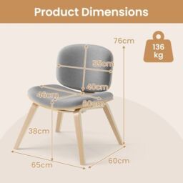 Costway Modern Accent Chair Upholstered Side Chair with Curved Backrest in Light Grey - thumbnail 4