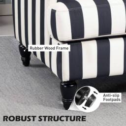 Wyld Haus Yosefi Black & White Velvet Cuddle Chair Striped Accent Armchair - thumbnail 4