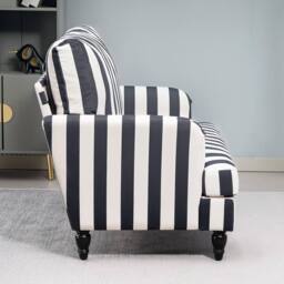 Wyld Haus Yosefi Black & White Velvet Cuddle Chair Striped Accent Armchair - thumbnail 6