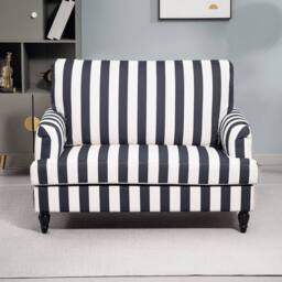Wyld Haus Yosefi Black & White Velvet Cuddle Chair Striped Accent Armchair - thumbnail 5
