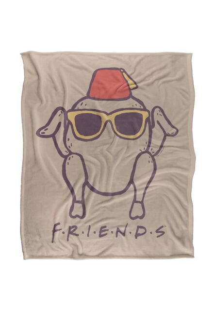 Warner Brothers Friends 152x127cm The Turkey Love Silky Touch Super Soft Throw Blanket in White - Size: 152x127 cm - image 1