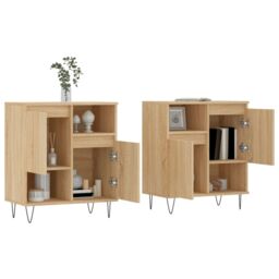 Berkfield Home Sideboards 2 pcs Sonoma Oak Engineered Wood in Brown - thumbnail 3