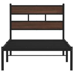 Berkfield Home Elegant Bed Frame Frame with Headboard Brown Oak 75x190 cm Small - Size: Small Single - thumbnail 4