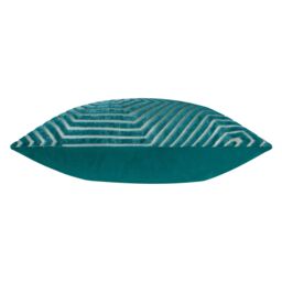 Paoletti Evoke Cut Velvet Cushion in Teal - Size: 55 cm x 55 cm - thumbnail 4
