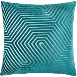 Paoletti Evoke Cut Velvet Cushion in Teal - Size: 55 cm x 55 cm - thumbnail 2