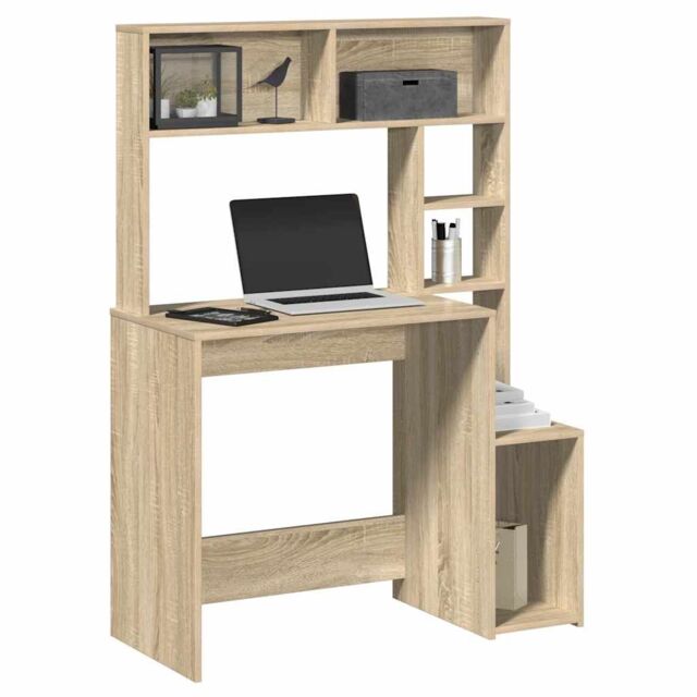 Berkfield Home Desk with Shelves Sonoma Oak 100x45x140 cm Engineered Wood in Brown - Size: 100 x 45 x 140 cm - image 1