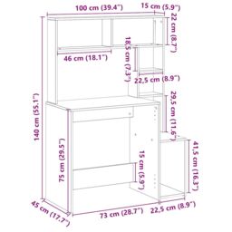 Berkfield Home Desk with Shelves Sonoma Oak 100x45x140 cm Engineered Wood in Brown - Size: 100 x 45 x 140 cm - thumbnail 9