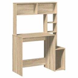 Berkfield Home Desk with Shelves Sonoma Oak 100x45x140 cm Engineered Wood in Brown - Size: 100 x 45 x 140 cm - thumbnail 2