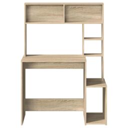 Berkfield Home Desk with Shelves Sonoma Oak 100x45x140 cm Engineered Wood in Brown - Size: 100 x 45 x 140 cm - thumbnail 4