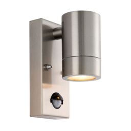 Netlighting Palin PIR Outdoor Down Wall Lamp Brushed Stainless Steel IP65 in Grey