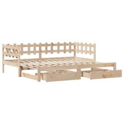 Berkfield Home Versatile Daybed with Trundle & Drawers without Mattress 80x200 cm in Natural - thumbnail 1