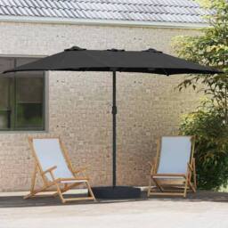 Berkfield Home Modern Garden Parasol Folding Black 385 x 209 x 244 cm Fabric - thumbnail 1