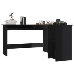 Berkfield Home L-Shaped Corner Desk High Gloss Black 120x140x75 cm Engineered Wood - Size: 120 x 140 x 75 cm - thumbnail 3