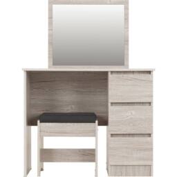 Seconique Malvern 3 Drawer Dressing Table Set - Urban Snow in Light Grey - thumbnail 4