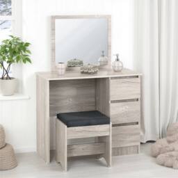 Seconique Malvern 3 Drawer Dressing Table Set - Urban Snow in Light Grey - thumbnail 1