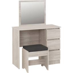 Seconique Malvern 3 Drawer Dressing Table Set - Urban Snow in Light Grey - thumbnail 2