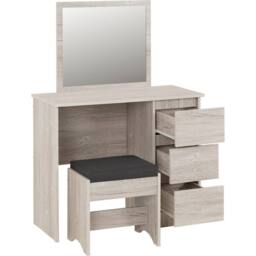 Seconique Malvern 3 Drawer Dressing Table Set - Urban Snow in Light Grey - thumbnail 3