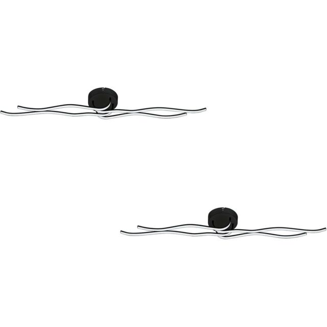 Loops 2 PACK Wall Flush Ceiling Light Colour Black Shade White Plastic LED 40W Inc - image 1