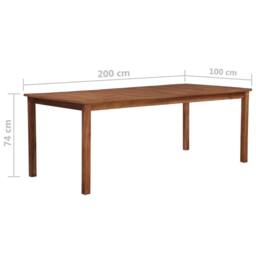 Berkfield Home Garden Table 200x100x74 cm Solid Acacia Wood in Brown - Size: 200 x 100 x 74 cm - thumbnail 5