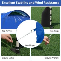 Costway 300 x 300 cm Pop up Canopy Tent w/ 1 Sidewall & Wheeled Bag in Blue - thumbnail 6