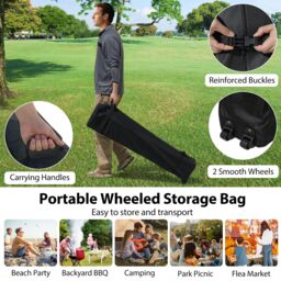 Costway 300 x 300 cm Pop up Canopy Tent w/ 1 Sidewall & Wheeled Bag in Blue - thumbnail 7