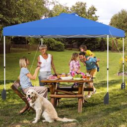 Costway 300 x 300 cm Pop up Canopy Tent w/ 1 Sidewall & Wheeled Bag in Blue - thumbnail 2