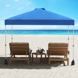 Costway 300 x 300 cm Pop up Canopy Tent w/ 1 Sidewall & Wheeled Bag in Blue - thumbnail 4