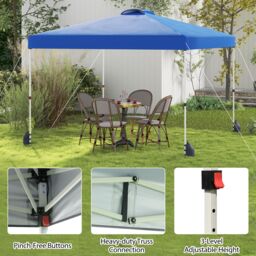 Costway 300 x 300 cm Pop up Canopy Tent w/ 1 Sidewall & Wheeled Bag in Blue - thumbnail 9