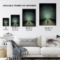 "Artery8 Among Muggles Surreal Tunnel Witch Fantasy Art Framed Art Print in Green - Size: W12"" x H16""" - thumbnail 3