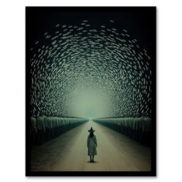 "Artery8 Among Muggles Surreal Tunnel Witch Fantasy Art Framed Art Print in Green - Size: W12"" x H16""" - thumbnail 1