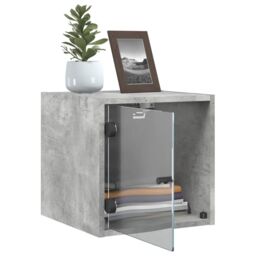 Berkfield Home Bedside Cabinets with Glass Doors 2 pcs Concrete Grey 35x37x35 cm - Size: 35 x 37 x 35 cm - thumbnail 5