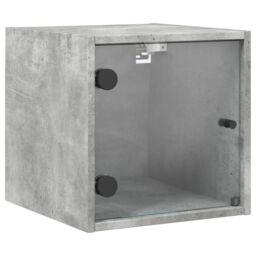 Berkfield Home Bedside Cabinets with Glass Doors 2 pcs Concrete Grey 35x37x35 cm - Size: 35 x 37 x 35 cm - thumbnail 6