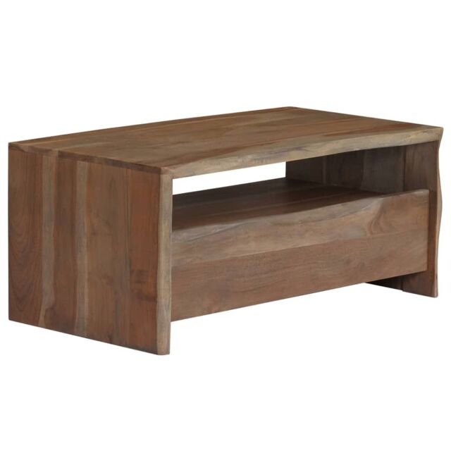 Berkfield Home Coffee Table Solid Acacia Wood Live Edges 90x50x40 cm Grey - Size: 90 x 50 x 40 cm - image 1