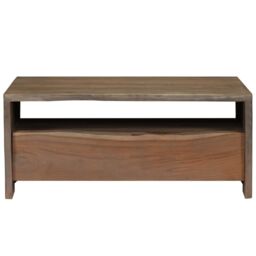 Berkfield Home Coffee Table Solid Acacia Wood Live Edges 90x50x40 cm Grey - Size: 90 x 50 x 40 cm - thumbnail 2