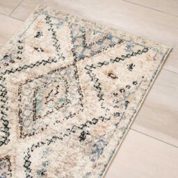 Kukoon Beige Navy Blue Distressed Aztec Motif Area Rug - Size: 60 cm x 240 cm - thumbnail 6