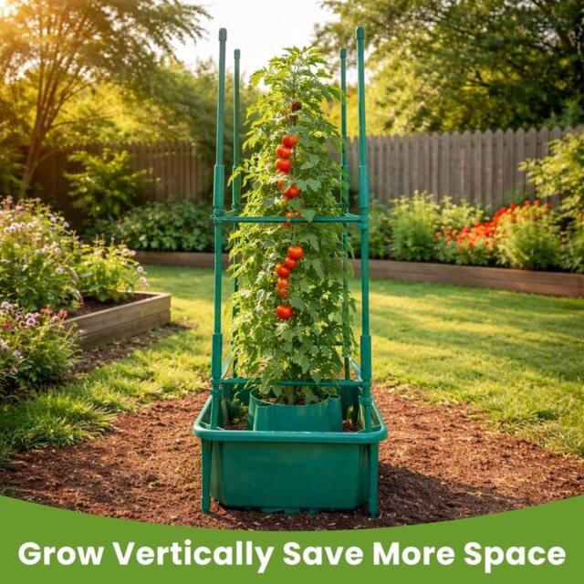 EONLION 12PCS Garden Tomato Halos Plant Pot With Supports Square Pot in Green - Size: 100g - image 1