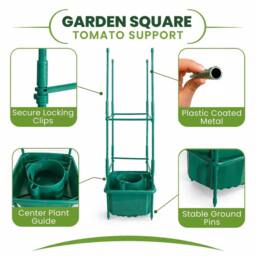 EONLION 12PCS Garden Tomato Halos Plant Pot With Supports Square Pot in Green - Size: 100g - thumbnail 3