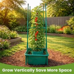 EONLION 12PCS Garden Tomato Halos Plant Pot With Supports Square Pot in Green - Size: 100g