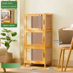 KORVIXA 3-Tier Bamboo Display Cabinet Toy Model Storage Shelf in Brown - Size: 100 cm x 100 cm - thumbnail 2