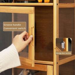 KORVIXA 3-Tier Bamboo Display Cabinet Toy Model Storage Shelf in Brown - Size: 100 cm x 100 cm - thumbnail 3